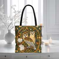 Owl Tote Bag William Morris Inspired Dark Cottagecore Bag Tote Purse Forestcore Bird In Forest Fashi