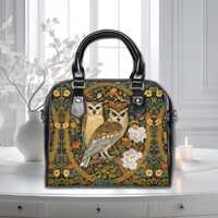 Owl Purse William Morris Inspired Bag Cottagecore  Shoulder Handbag Art Nouveau Vegan Art Designer H