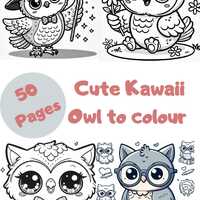 50 cute Kawaii Owl to color