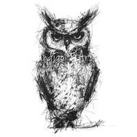 Great Horned Owl Digital Download Cute Owl JPG High Res Sketch Drawing of Owl Printable Scribbled Ab
