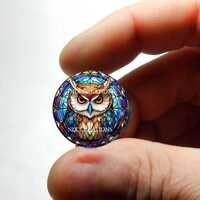 Glass Owl Stained Glass Design Cabochon for Jewelry and Pendant Making - 8mm 10mm 12mm 13mm 14mm 16m