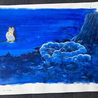 Original Owl Watercolor Painting by Steve Smallman - Children's Illustration
