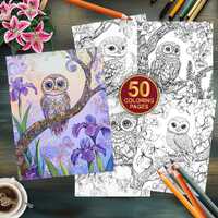 50 Baby Owl Coloring Pages | Printable Cute Animal Art | Fun PDF for Kids | Instant Download | Creat