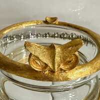 Vintage Small Trinket Dish Ashtray Owl Design Gold Tone Very Unique