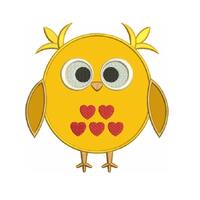 Owl Bird Applique with hearts Machine Embroidery Digitized Design Pattern - Instant Download - comes