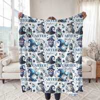 Magic Nursery Baby Blanket, Personalized Owl Name Swaddle Baby Shower Gift, Custom Wizard New Mom Ho