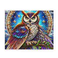 Stained Glass Owl Puzzle, Colorful Owl jigsaw puzzle for adults, Beautiful wall art decor, Gift for 