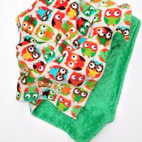 Owl Minky Toddler Blanket: Whimsical Boy or Girl Bedding (40x50 inch)