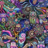 Purple Blue Owl Fabric / 100% Quilting Cotton / Sahul Land / Master Blue 59-6951 / by Oasis Fabrics 