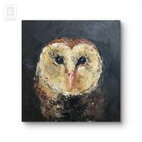 Owl painting Original artwork oil painting Impasto artwork Animal painting Wildlife painting Small p