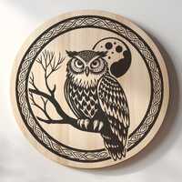Owl Charcuterie Cutting Board Laser Engrave SVG File, Moon svg, png, Lightburn Laser SVG File, Wood 