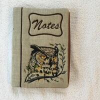 A5 size notebook with reusable cover. Owl wildlife