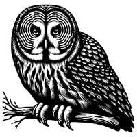 Great Grey Owl SVG | Black & White Vector File for Laser Cutting | Perfect Crafting Design, Anim