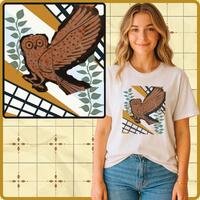 Short Owl Tshirt for Women | Surprised Owl Petite Owl T-shirt | Shirt with Birds | Bird Tee Present 