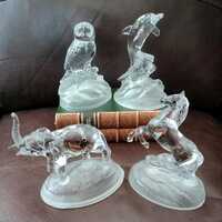 Crystal Owl or Dolphin Figurine, choice of 2, made in France, Cristal d'Arques