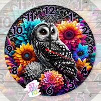 Owl Mandala Clock PNG Digital Download Sublimation Design PNG Gift For Moms Clock Sublimation Image