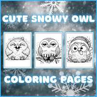 27 Snowy Owl Coloring Pages, Cute Winter Owl Printables for Kids & Adults, Kawaii Owl Coloring S
