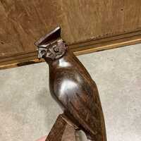 Carved Wood Owl Figurine &ndash; Unique D&eacute;cor Piece