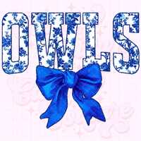 Owls Png, Blue Toile Png, Owls Sublimation, Game Day Png, Owls Shirt Png, DTF, DTG, Owls Mascot Png,
