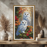 Snowy Owls Cross Stitch Kit, Counted Needlepoint, DIY Craft