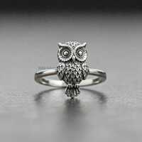 Owl Silver Ring, Owl Celtic Ring, Antique Gift For Owl Lover, Vintage Mystic Owl Ring, Night Bird Ri