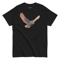 Flying Barn Owl T-Shirt Animal Art Nocturnal Bird Dark Aesthetic Design Vintage Wildlife Unisex Shor