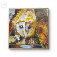 Owl painting Original oil painting Impasto artwork Animal painting Wildlife wall decor Small paintin