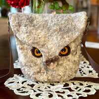 Felted bag "Owl", Wool bag, Shoulder wool bag, Cross body bag, Wool purse, Handmade wool b