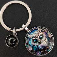 Personalized Owl Cabochon Keychain For Boy Girl