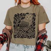 Barn Owl Shirt, Owl T-Shirt, Nocturnal Bird Graphic Tee, Gift for Birdwatcher, North American Owl, O