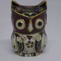 Vintage Minature Enamel Cloisonne Owl Figurine Collectible