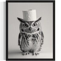 Owl  in Restroom Poster Art Print, Animal Wall Art Decor Painting Bathroom