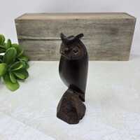 Vintage Hand Carved Ironwood Owl Statuette Figurine