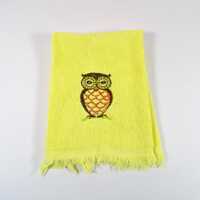 Cute Vintage Owl Fingertip Towel Vintage Guest Towel Martex Fingertip Towel Owl Towel 1970s Towel