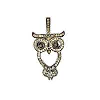 Owl Diamond Pendant, Tourmaline Owl Face Pendant, 925 Sterling Silver Pendant, Gemstone Owl Pendant,
