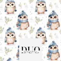 Winter Baby Owl Seamless Pattern, Watercolour Winter Pattern, Owl Digital Paper,  Digital Download, 