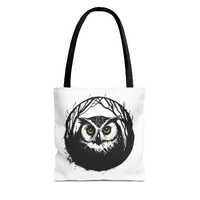Mystical Owl Graphic Tote Bag: Eco-Friendly Polyester Carryall