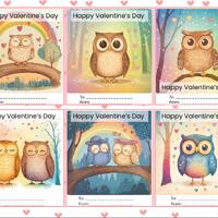 Owl Valentine Card Set