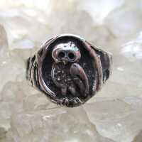 Owl Ring ~Sterling Silver~ Hand Cast & Antiqued Size 7 1/4