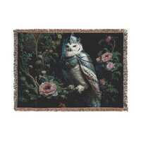 Snowy Owl Knight Medieval Blanket – Folklore-Inspired Literary Blanket, Dark Fairycore Decor, 