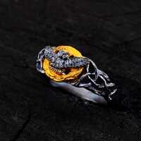 Sterling Silver Owl Ring - Golden Moon Gothic Jewelry, Handmade Celestial Gift