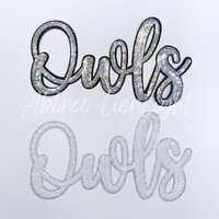 Owls Sequin Script Patch: Iron On Mascot Patch (12” x 6.7”)