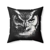 Owl Face Pillow | Halftone Spun Polyester Cushion | Animal Print Home Decor | Wildlife Lover Gift