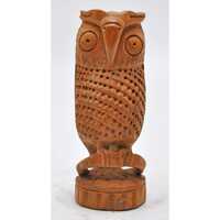 Vintage Wooden Owl Bird Figurine Original Old Very Fine Hand Carved