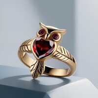 Heart Red Garnet Engagement Ring Unique Owl Design 925 Silver Yellow Gold Ring Bridal Promise Ring N