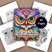Owl Mandala Coloring Book: 30 Pages, Stress Relief (PDF file)