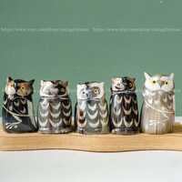 Genuine Owl Natural Buffalo Horn Symbol of LUCK & Knowledge, Vintage Horn Carved Owl Figurine Di
