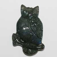 Labradorite Carved Owl Pendant 44x30mm