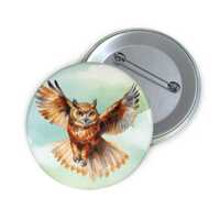 Flying Owl Pin Button, Nature-Inspired Badge, Perfect for Outfit Decoration, Ideal Gift for Bird Lov