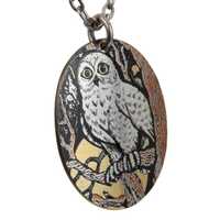 Rare Vintage Reed and Barton Damascece Owl Pendant